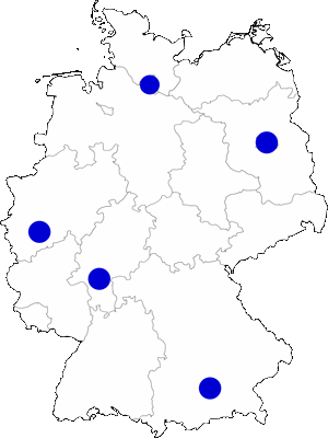 Map of German cinemas in Berlin, Hamburg, Munich, Cologne, Frankfurt